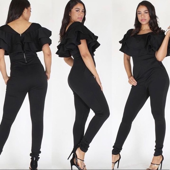 black jumpsuit with zipper